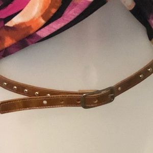 Thin Brown Belt with Goldtone Grommets